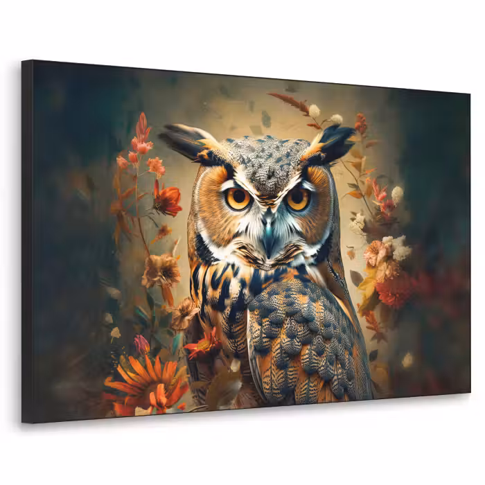 Art Frame - Eule - Vogel - Blumen - Botanisch