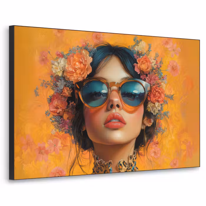 Art Frame - Frau - Blumen - Ästhetik - Orange