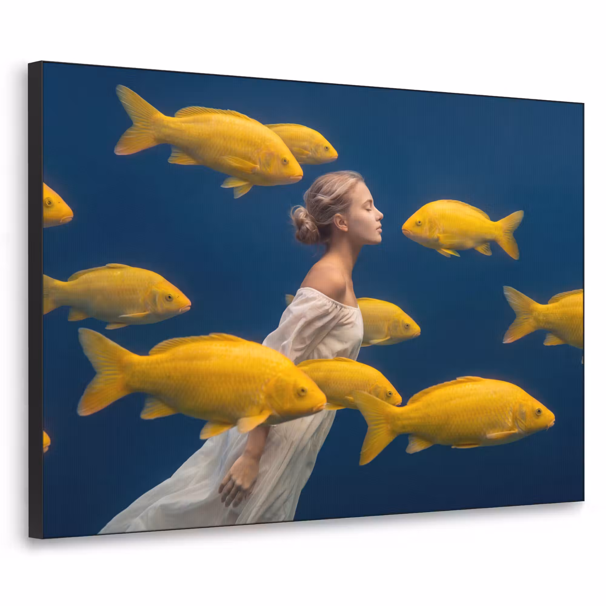 Art Frame - Frau – Fisch – Wasser – Natur – Gelb