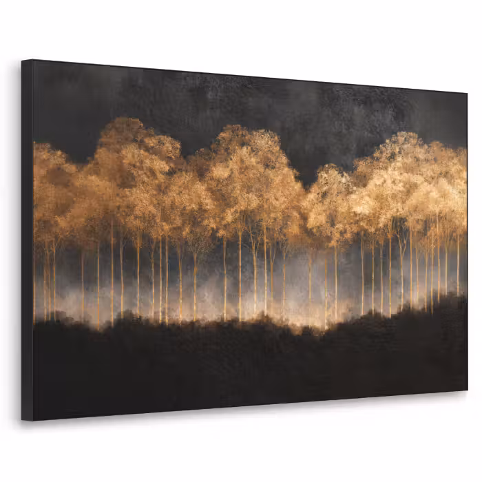 Art Frame - Goldene Bäume in nebliger Landschaft