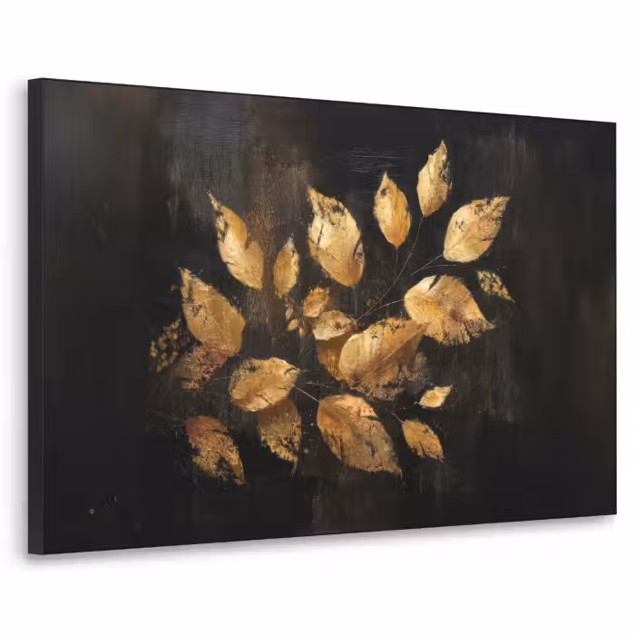 Art Frame - Goldene Blätter auf dunklem Hintergrund