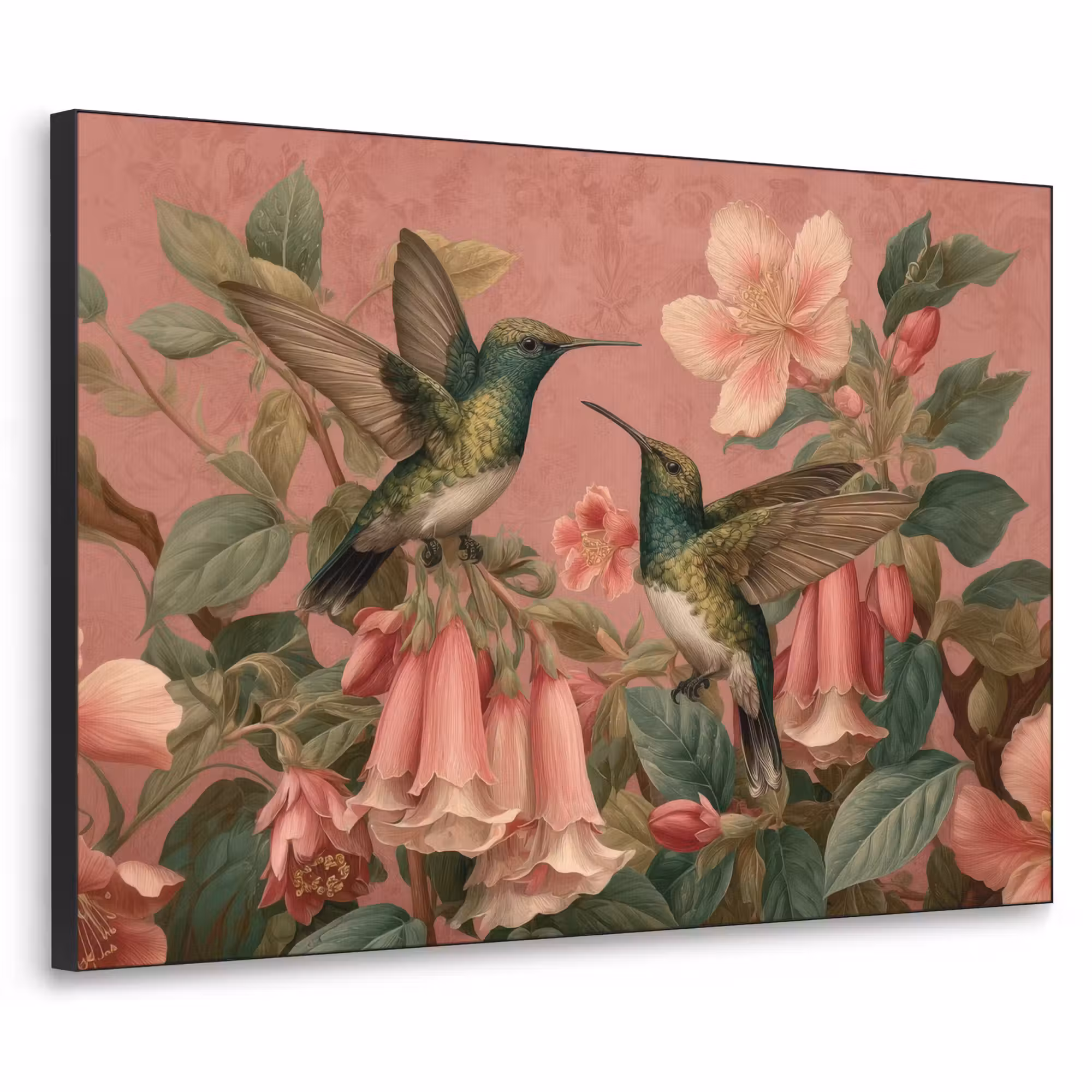 Art Frame - Kolibris - Blumen - Grün - Rosa