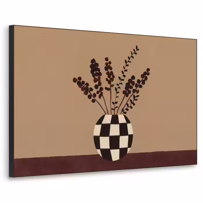Art Frame - Minimalistisch - Vase - Blumen - Braun