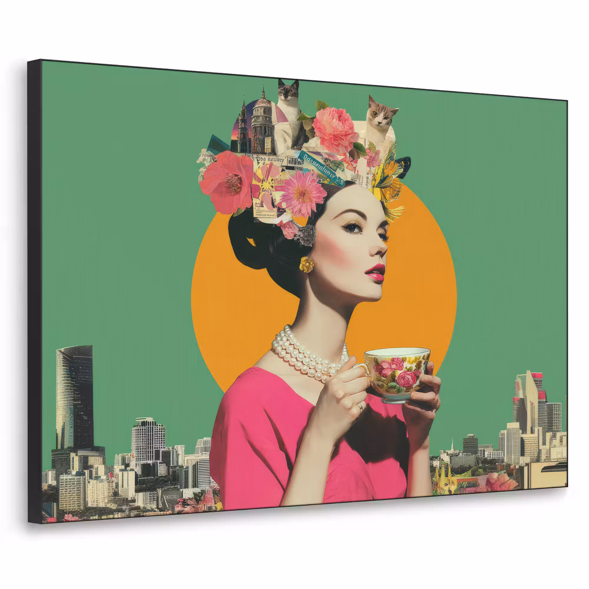 Art Frame - Retro - Frau - Stadt - Sonne