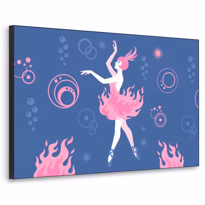 Art Frame - Tänzerin – Flammenrock – Abstrakt – Rosa – Blau