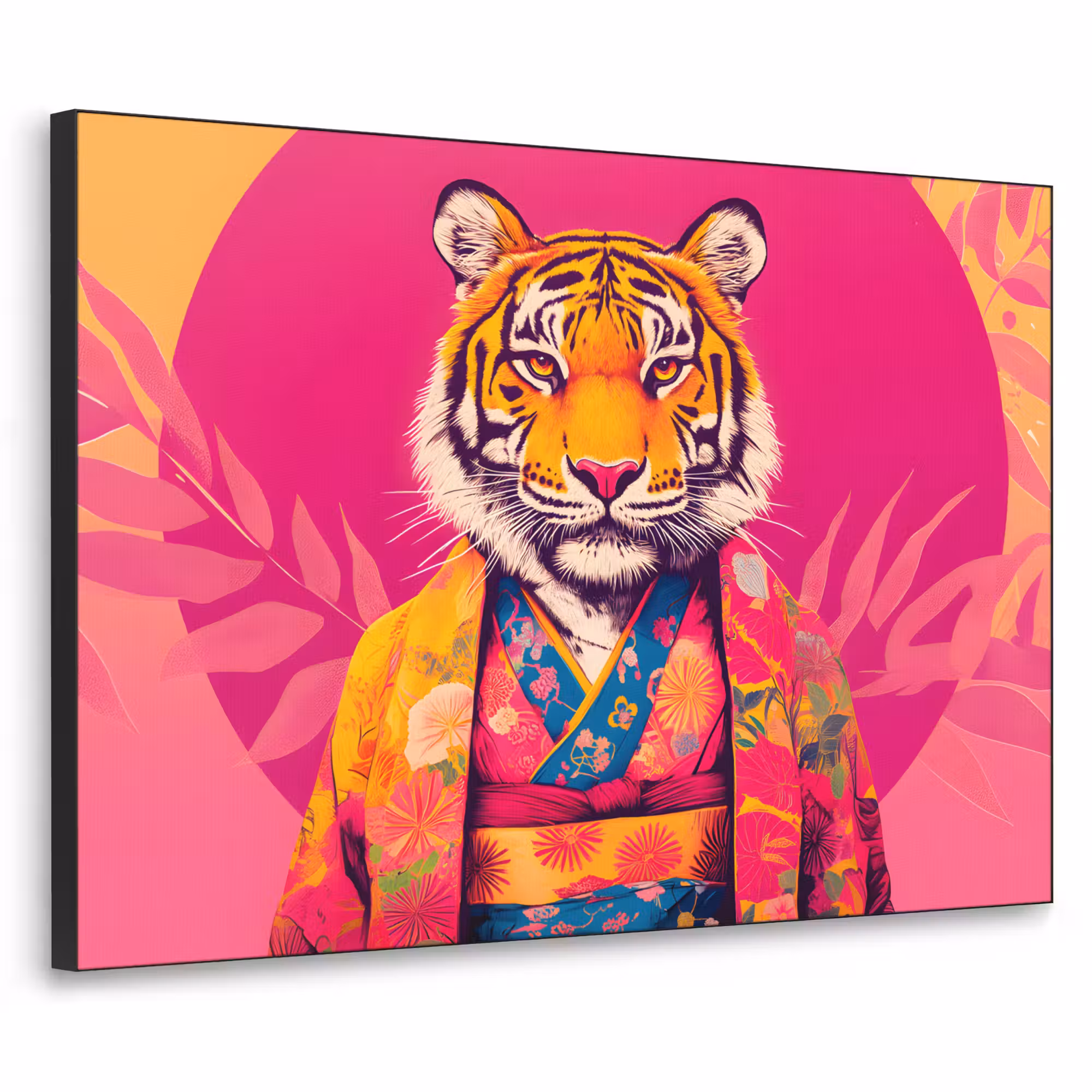 Art Frame - Tiger - Kimono - Pflanzen - Rosa