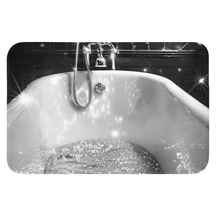 Badematte - Badewanne - Glitter - Schwarz und Weiß - Badezimmer