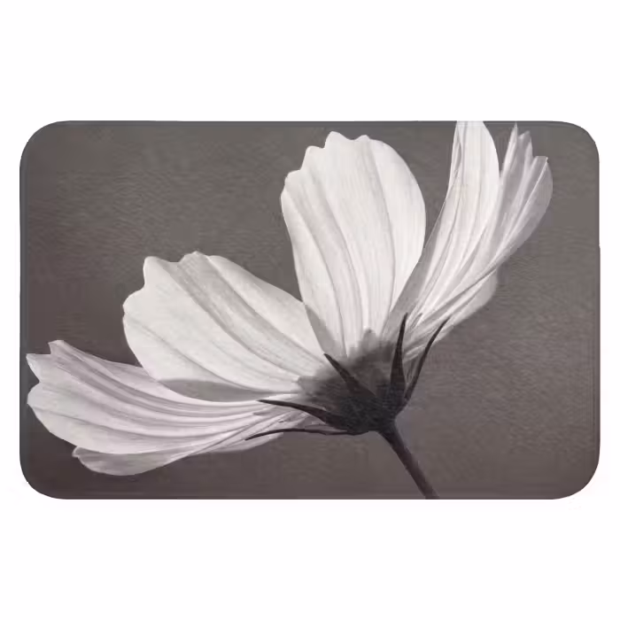 Badematte - Blume - Minimalistisch - Schwarz - Weiß