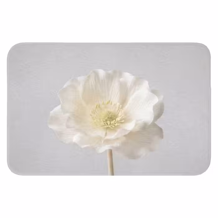 Badematte - Blume - Minimalistisch -Weiß