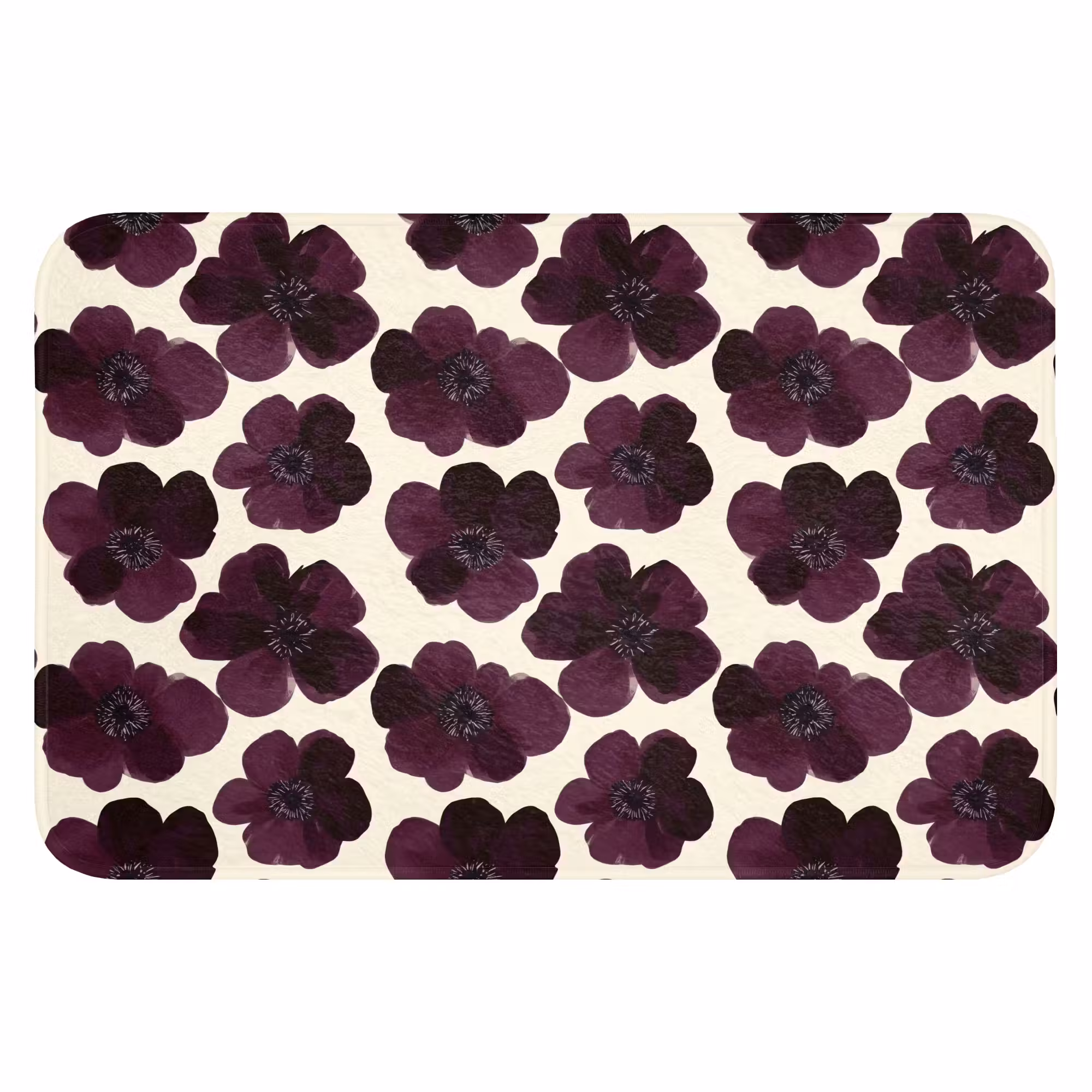 Badematte - Blumen - Aquarell - Lila