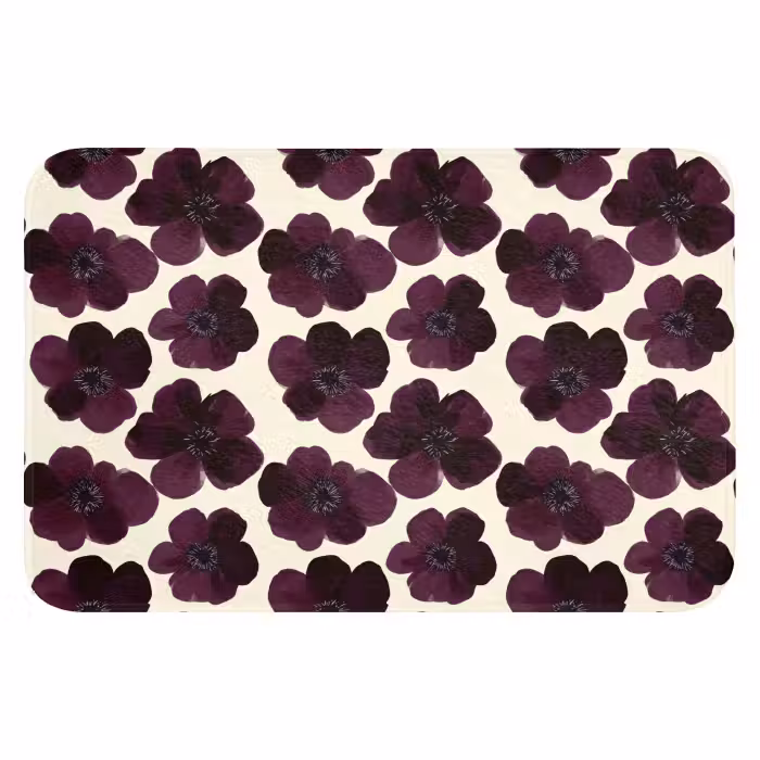 Badematte - Blumen - Aquarell - Lila