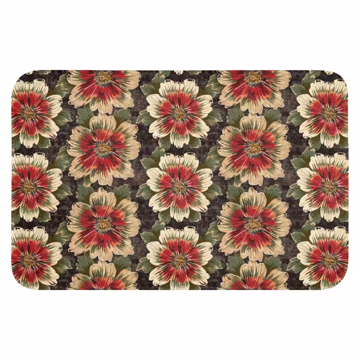 Badematte - Blumen - Klassisch - Muster - Rot