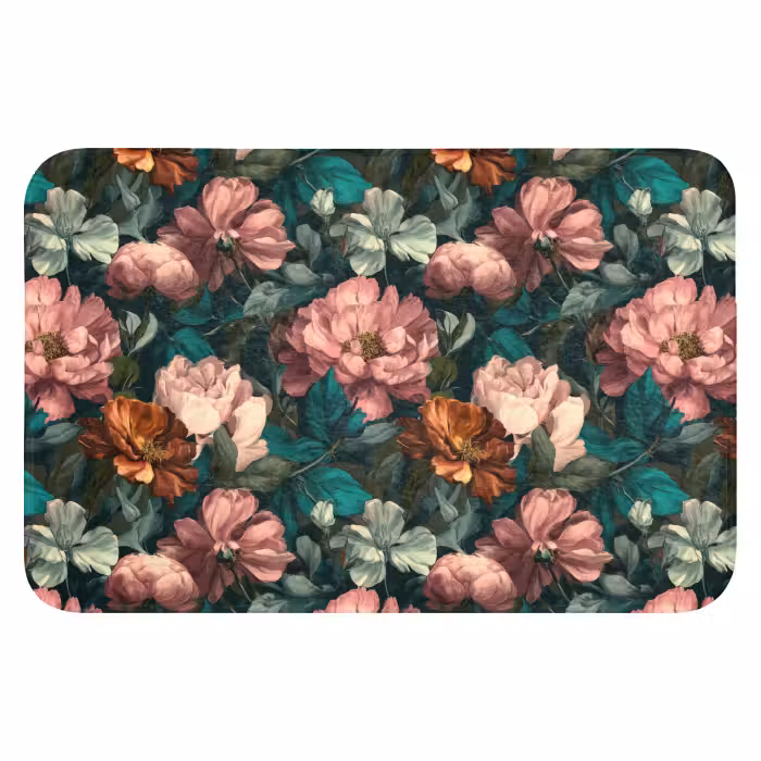 Badematte - Blumen - Landschaftlich - Muster - Rosa