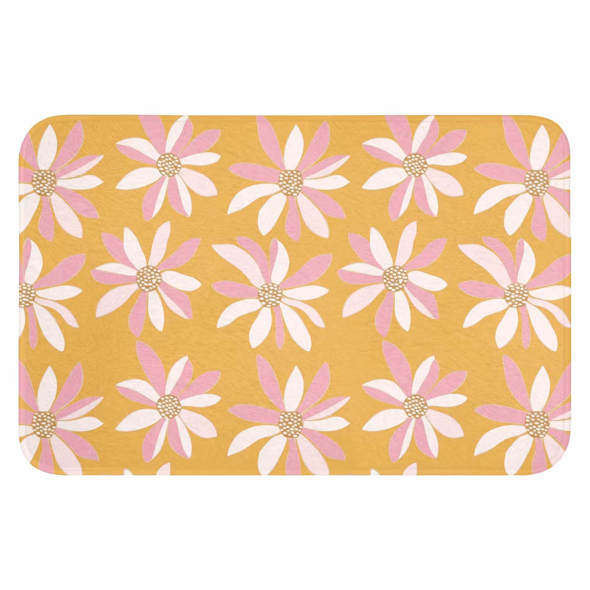 Badematte - Blumen - Modern - Gelb