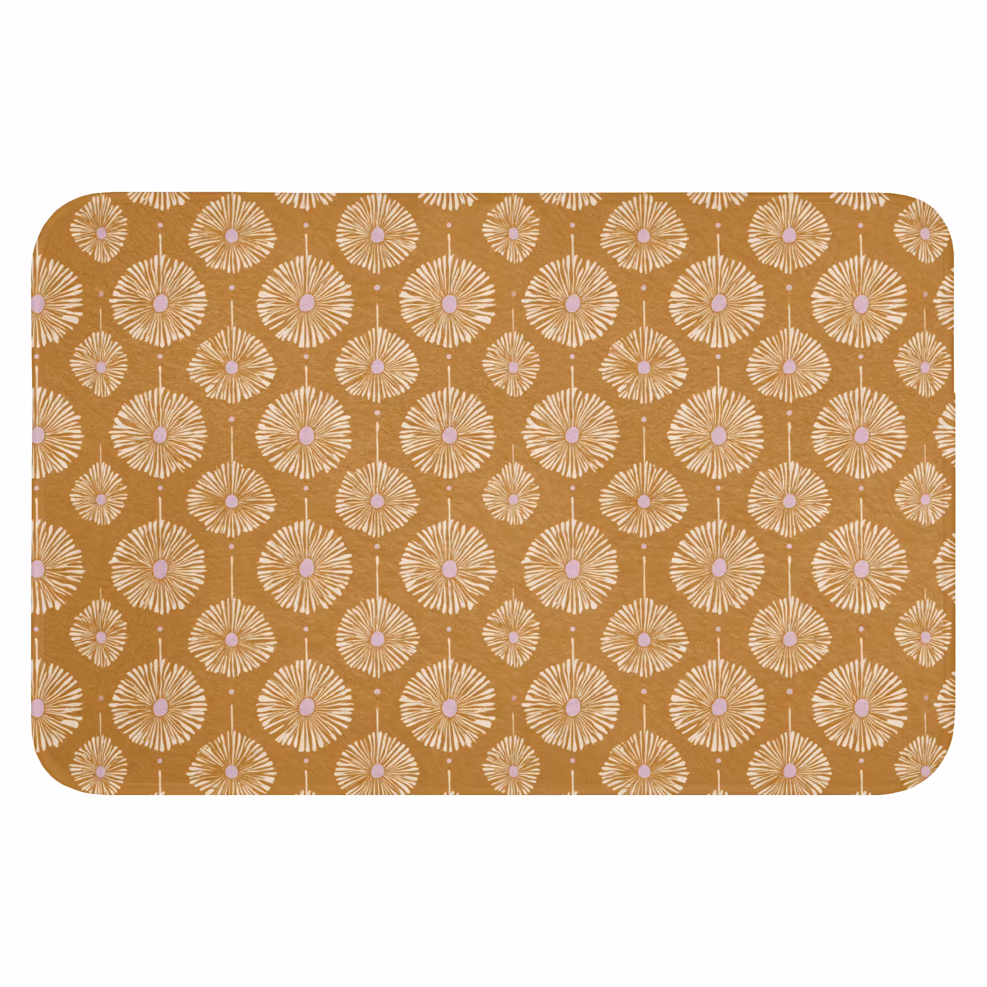 Badematte - Blumen - Modern - Ocker