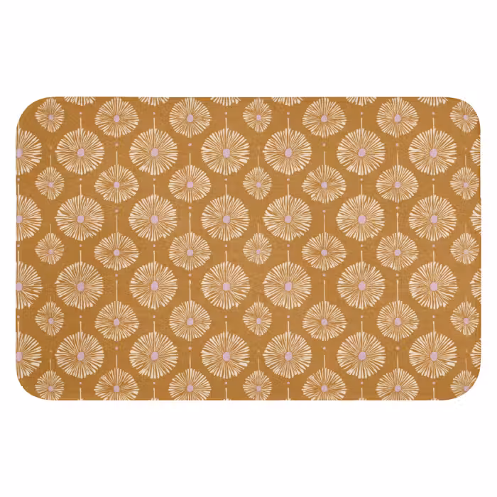 Badematte - Blumen - Modern - Ocker
