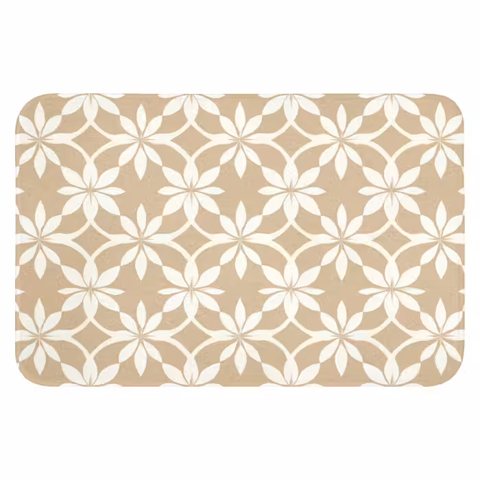 Badematte - Blumen - Muster - Beige