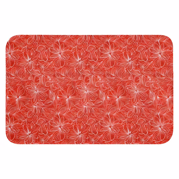 Badematte - Blumen - Muster - Rot