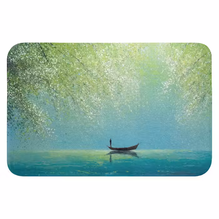 Badematte - Boot - Wasser - Blätter - Blüten