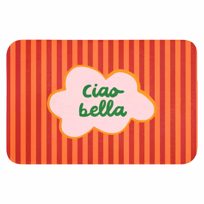 Badematte - Ciao bella - Text Wolke - Streifen - Orange