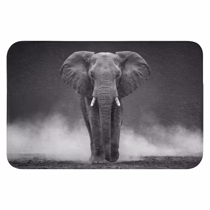 Badematte - Elefant - Schwarz - Weiß - Rauch