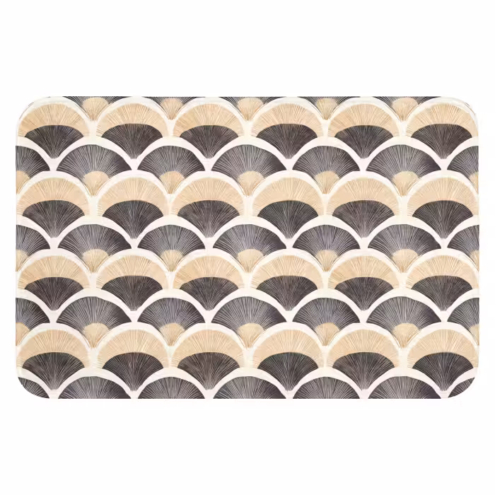 Badematte - Fächer - Muster - Schwarz - Beige