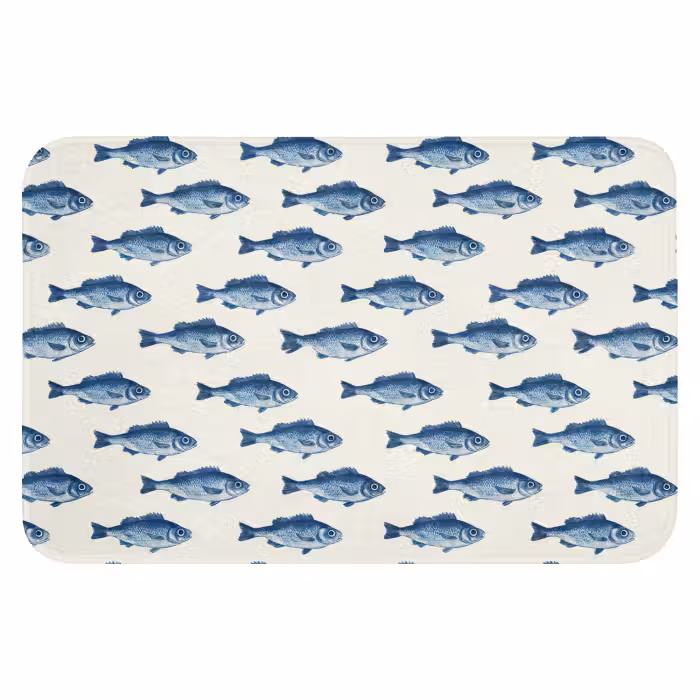 Badematte - Fisch - Muster - Blau