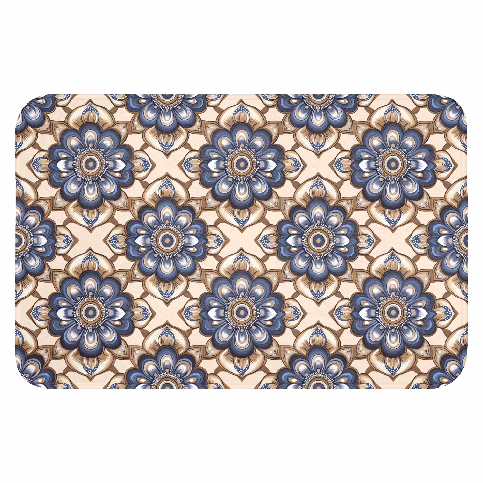 Badematte - Floral - Ornament - Blau