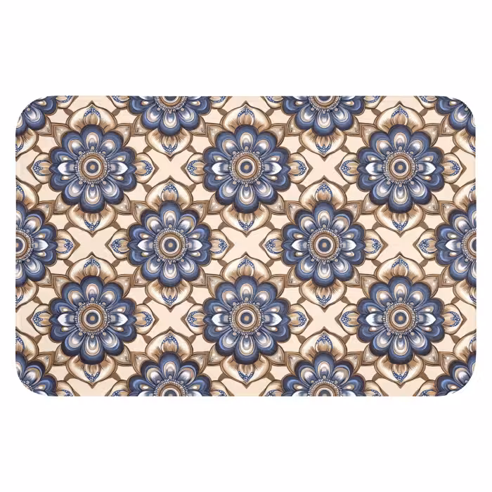Badematte - Floral - Ornament - Blau