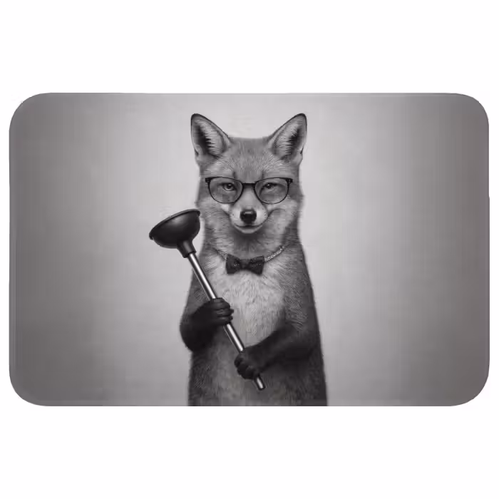 Badematte - Fox - Toilettenstöpsel - Schwarz - Weiß