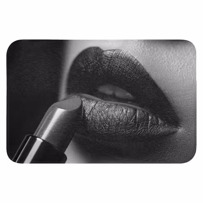 Badematte - Frau - Lippenstift - Schwarz und weiß - Make-up