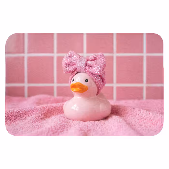 Badematte - Gummi-Ente -Strik - Rosa
