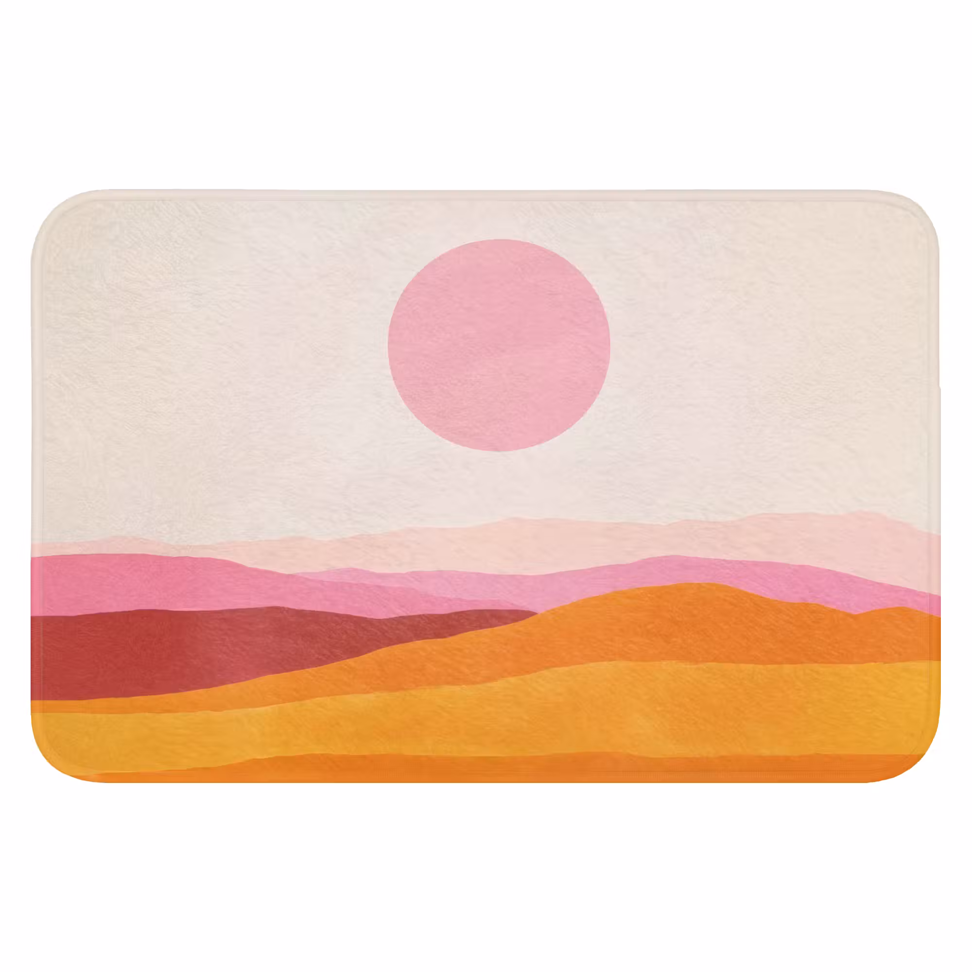 Badematte - Hügel - Orange - Sonne - Abstrakt
