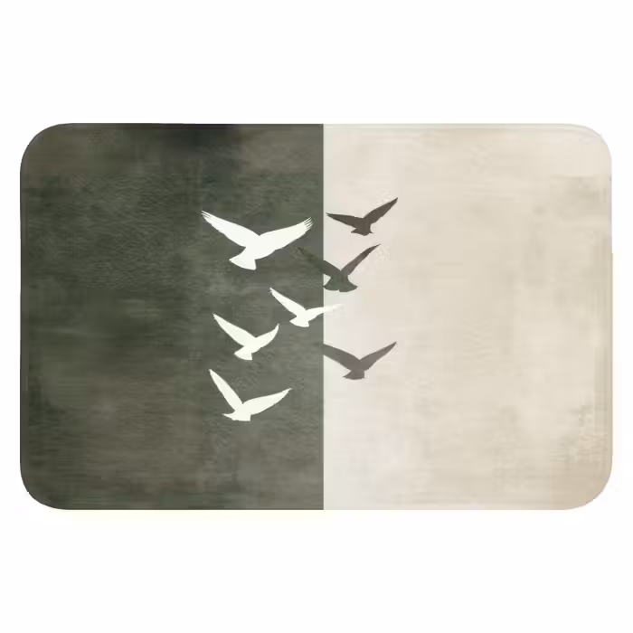 Badematte - Japandi - Vogel - Grün