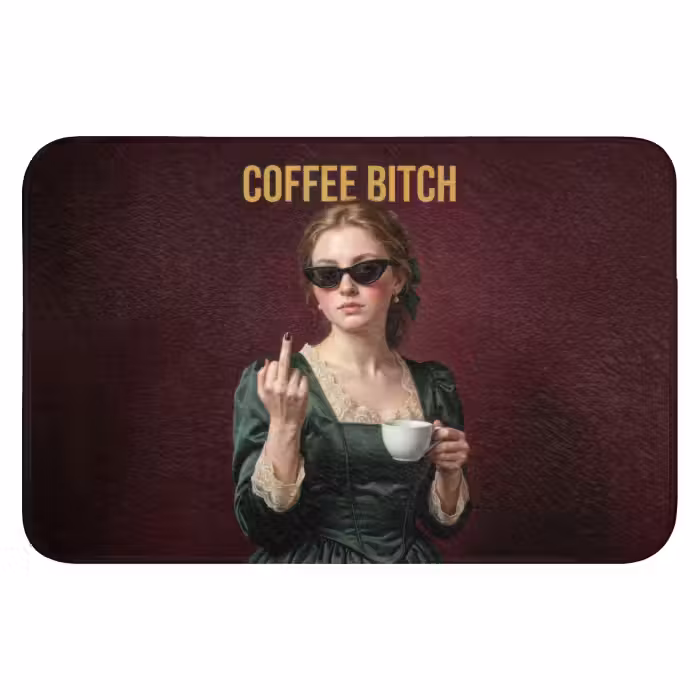 Badematte - Kaffee - Frau - Mittelfinger