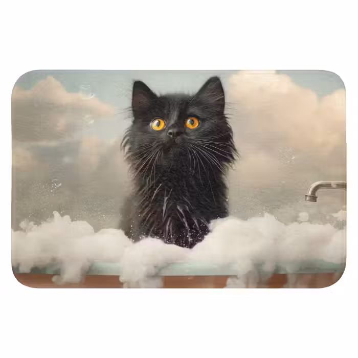 Badematte - Katze - Bad - Schwarz - Tiere - Schaumstoff