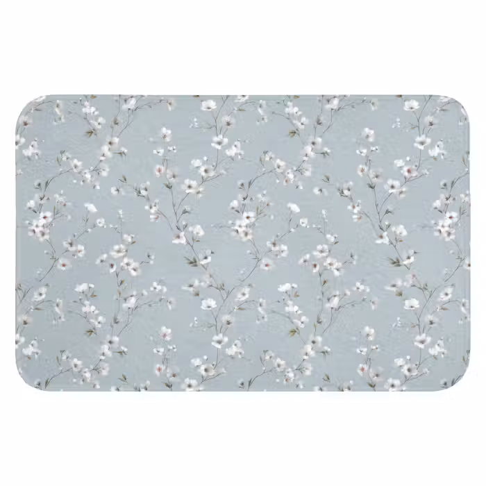 Badematte - Klassisch - Blumen - Blau