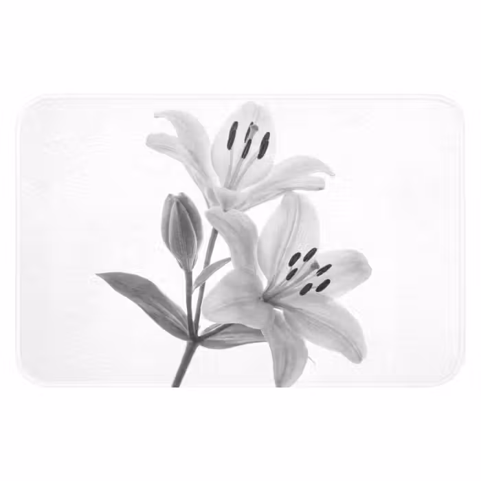 Badematte - Lilien - Elegant - Schwarz - Weiß