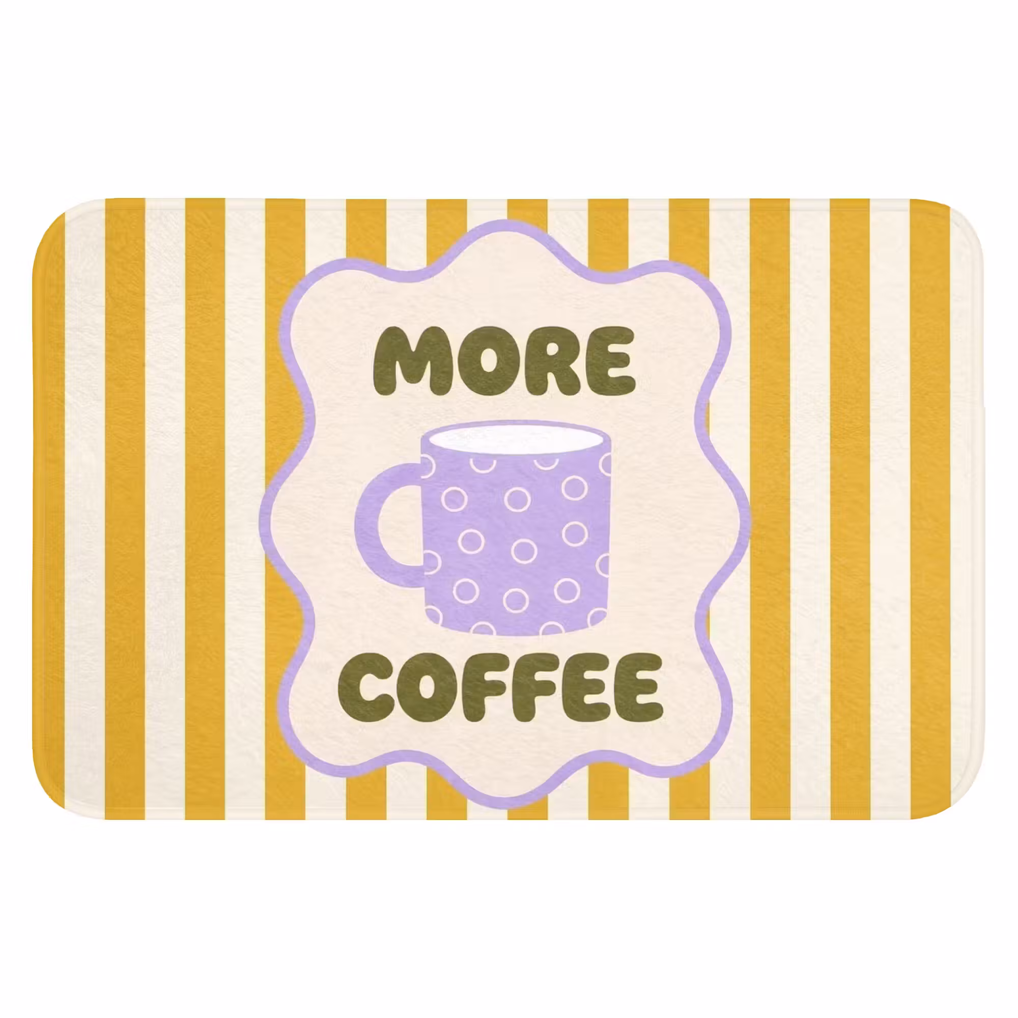 Badematte - Mehr Kaffee - Gelb - Lila - Streifen - Becher
