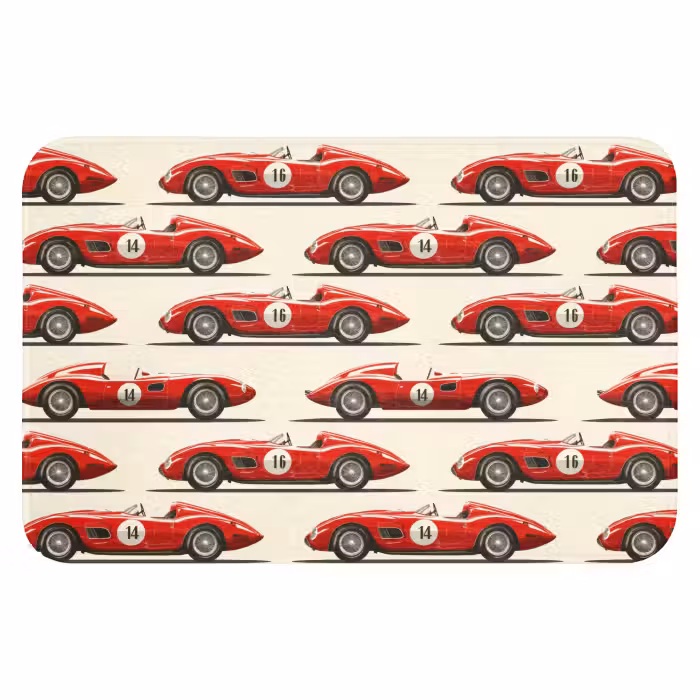 Badematte - Rennwagen - Retro - Rot