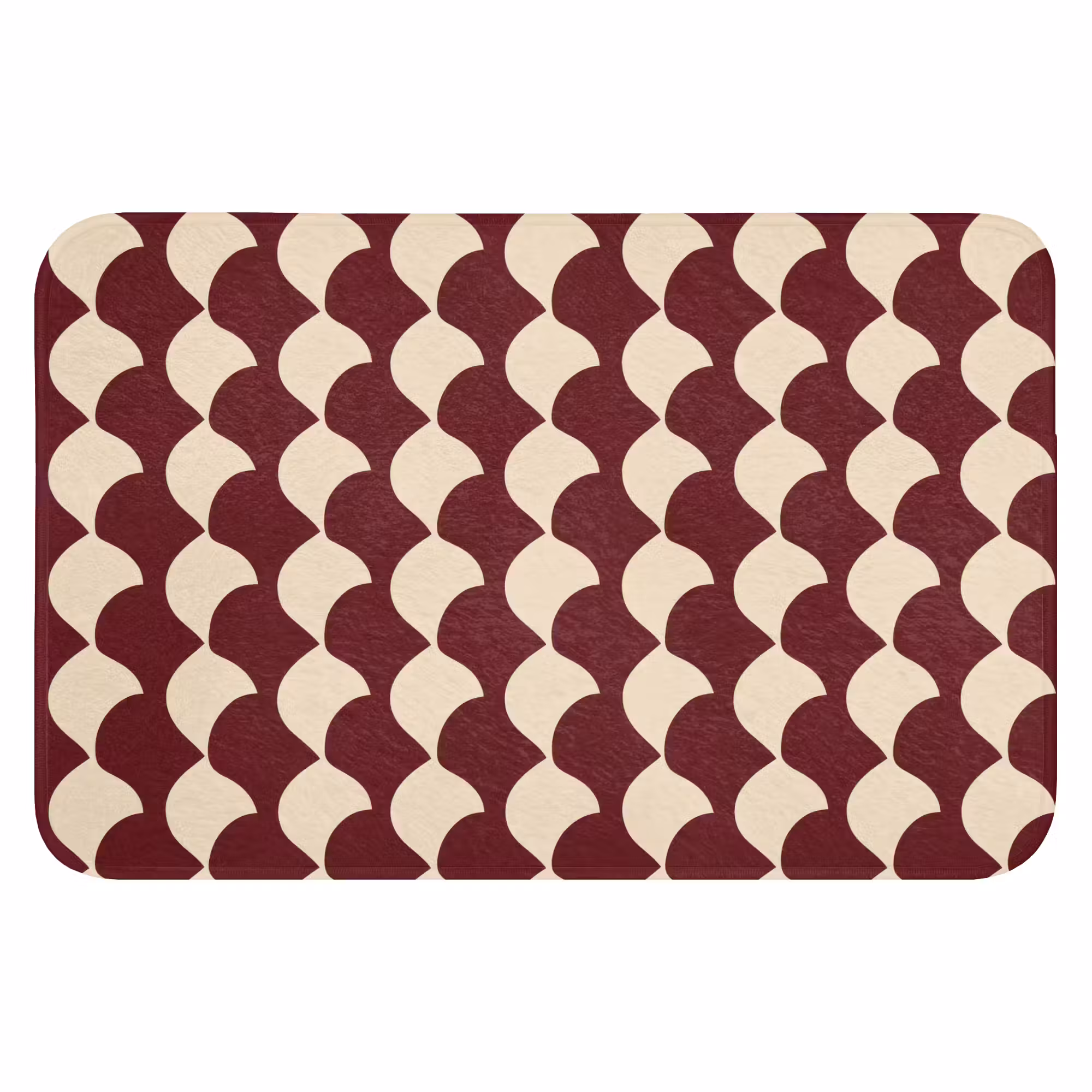 Badematte - Rot - Kachelmuster - Creme