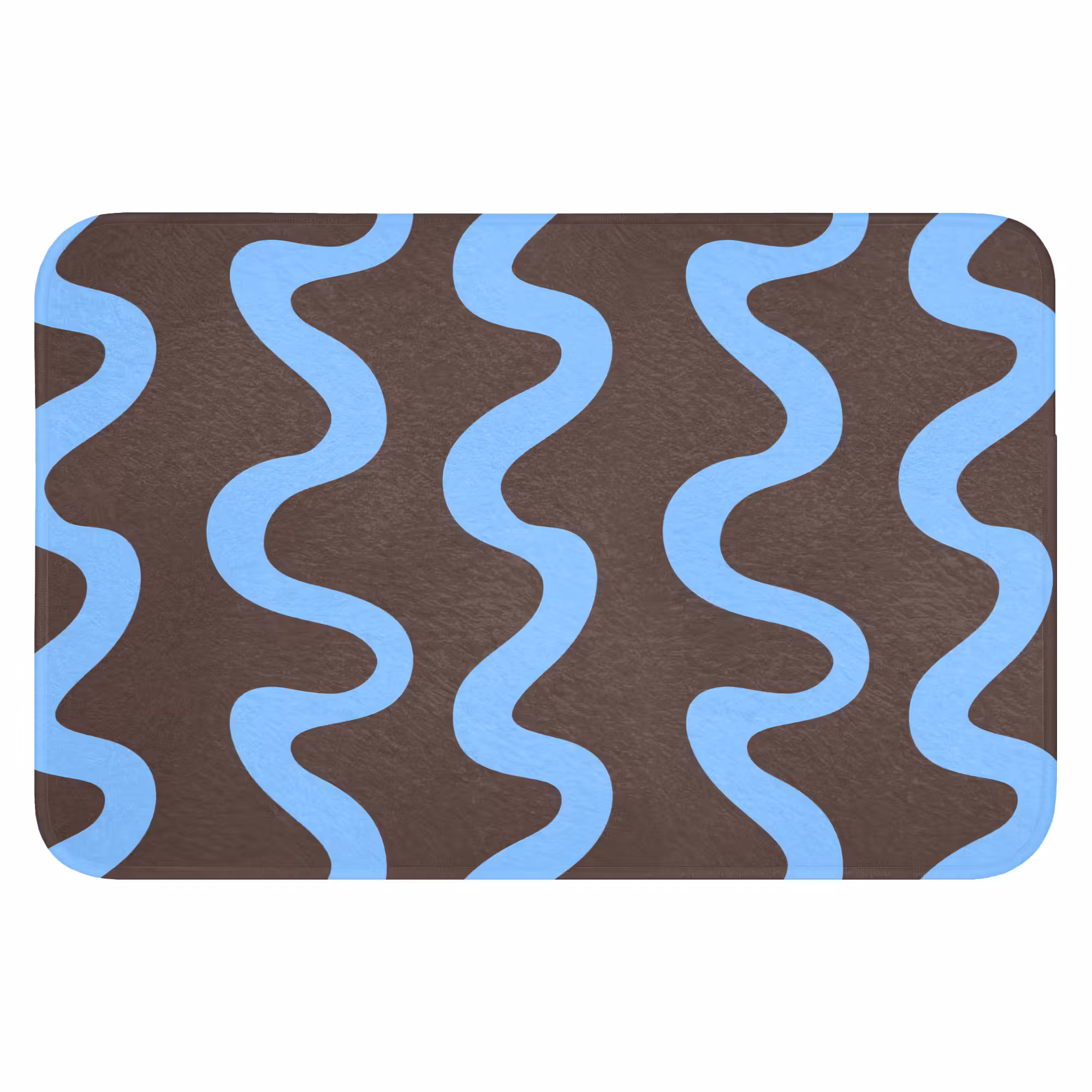 Badematte - Sich windende Linien - Blau - Braun - Minimalistisch