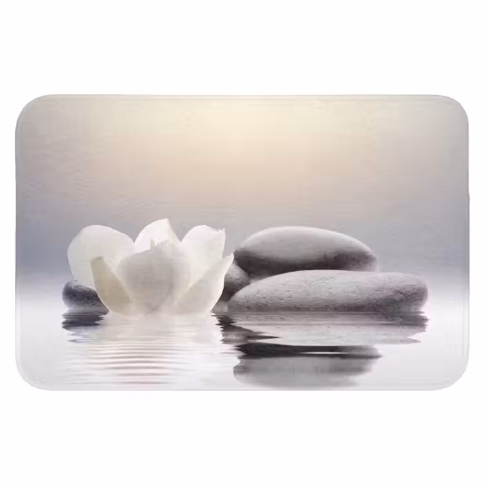 Badematte - Steine - Lotus - Weiß - Wasser - Zen