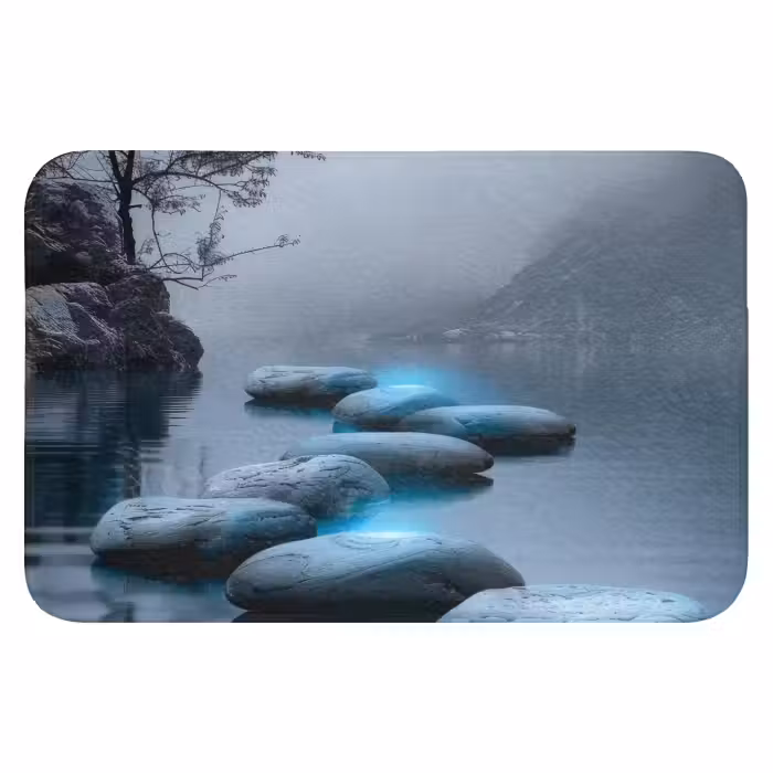 Badematte - Steine - Wasser - Bäume - Natur
