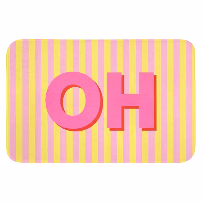 Badematte - Text - Streifen - Rosa