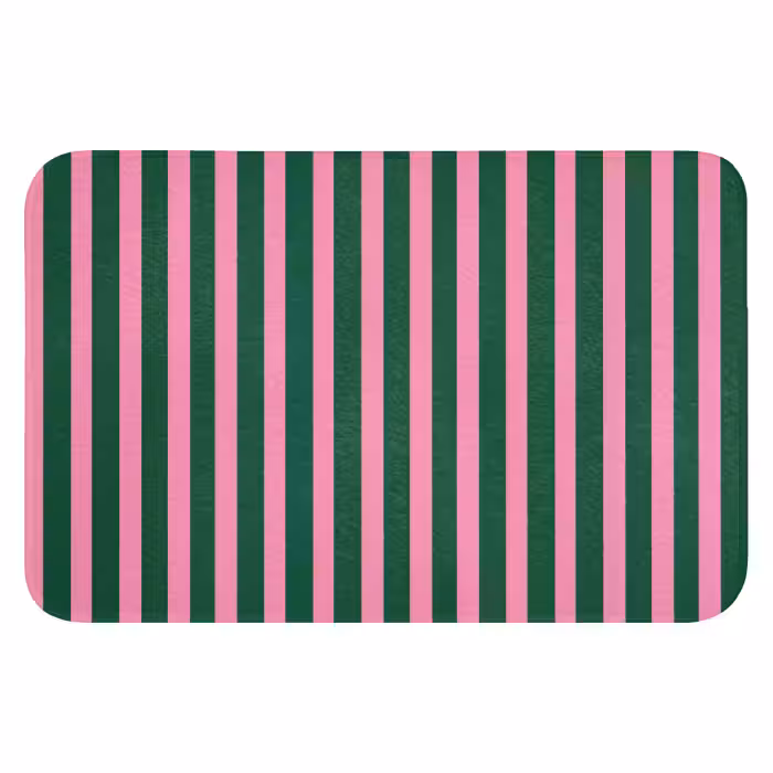 Badematte - Vertikale Streifen - Grün - Rosa