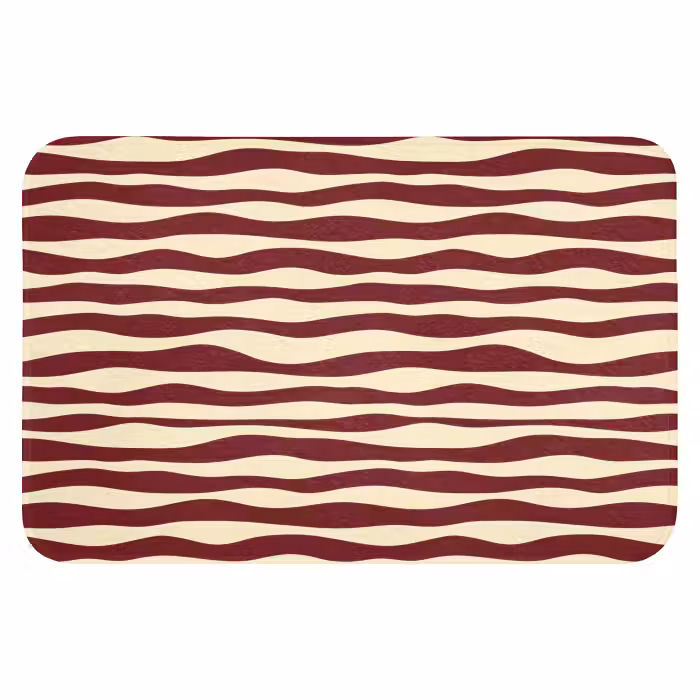 Badematte - Wellen - Rot - Muster - Creme