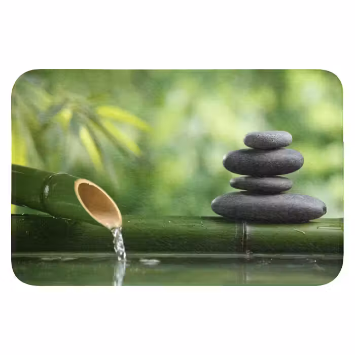 Badematte - Zen - Steine - Grün - Natur - Bambus