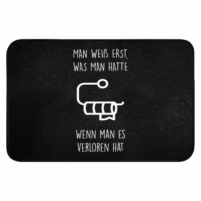 Badematte - Zitate - Toilettenpapier - Schwarz - Humor