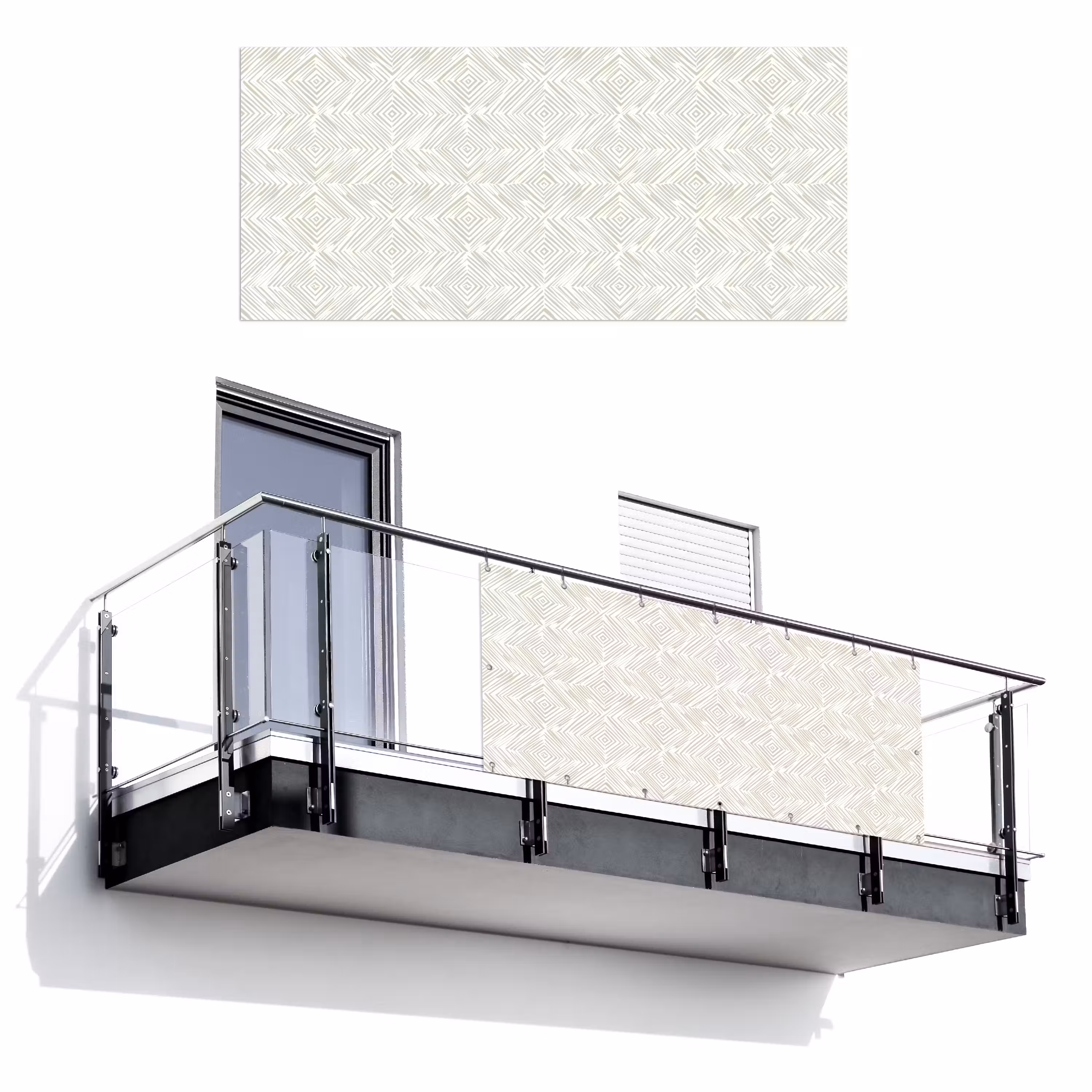 Balkonsichtschutz - Abstrakt - Diamanten - Beige